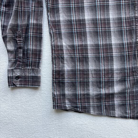 Wrangler Jeans Co Men X Large Plaid Western Shirt Pearl Snap Long Sleeve Gray - Picture 6 of 15